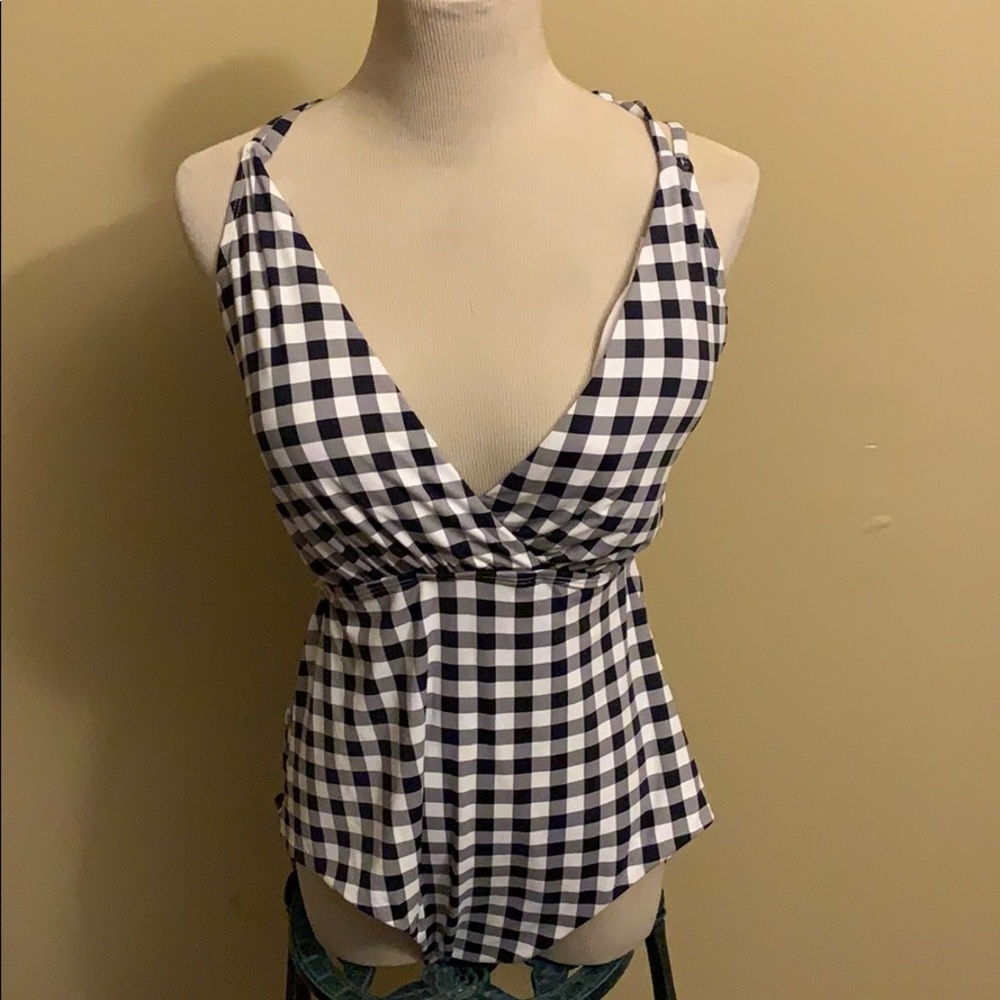 NEW black & white checker one piece swim suit